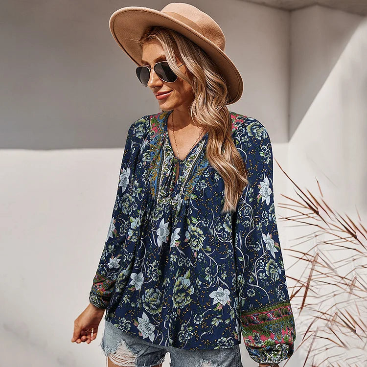 LP | fashionable long-sleeved boho blouse