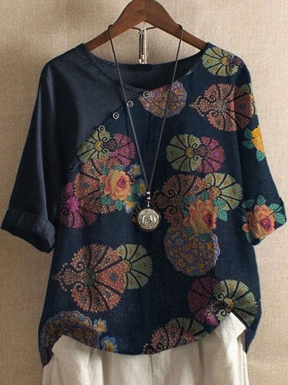 Vanessa | Short-sleeved floral shirt Boho style