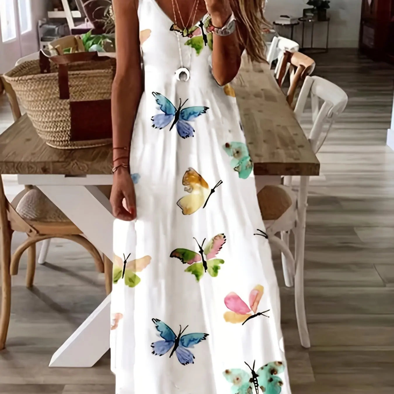 LP | Summer Fresh Floral Print Beach Holiday Casual Suspenders Dress Fashion Sleeveless Loose Long Skirt