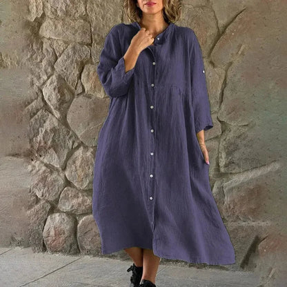 LP | Cotton and linen fitted shirt dress