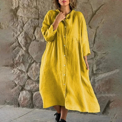 LP | Cotton and linen fitted shirt dress