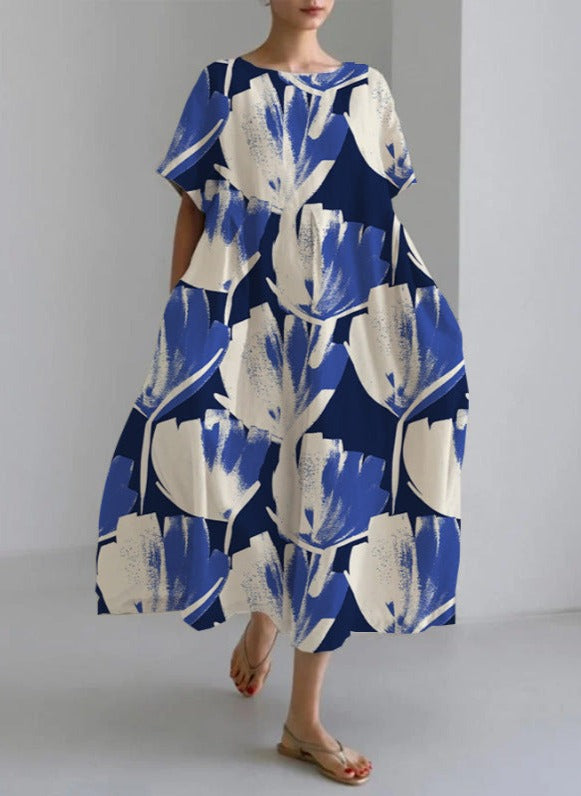 LP | High-fashion loose-fitting dress with round neckline