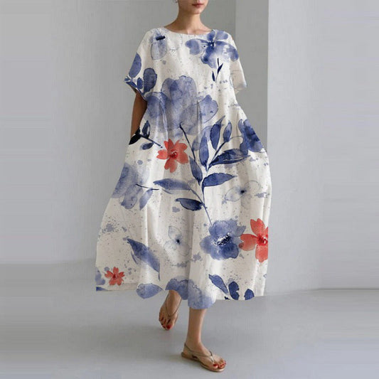 LP | High-fashion loose-fitting dress with round neckline