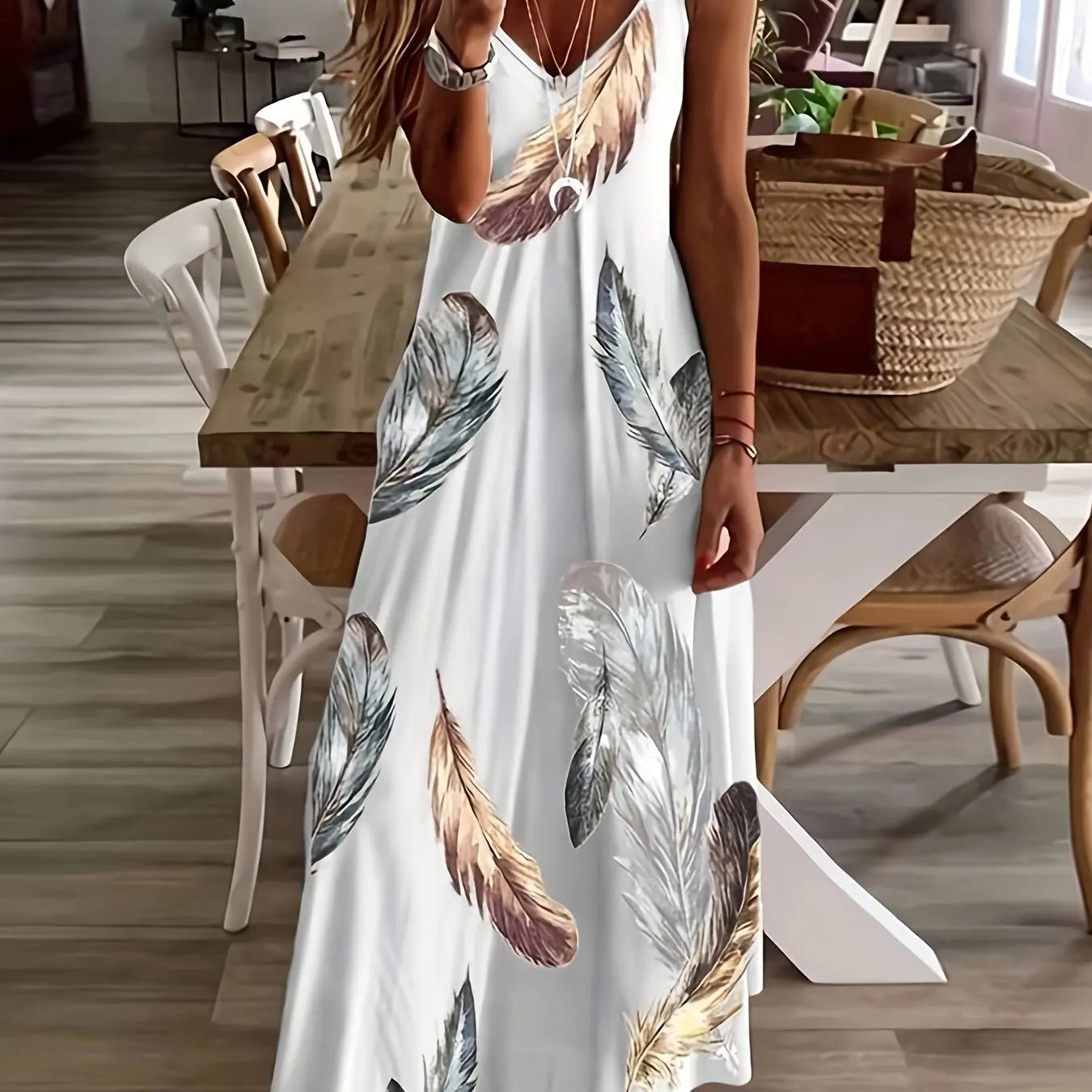 LP | Summer Fresh Floral Print Beach Holiday Casual Suspenders Dress Fashion Sleeveless Loose Long Skirt