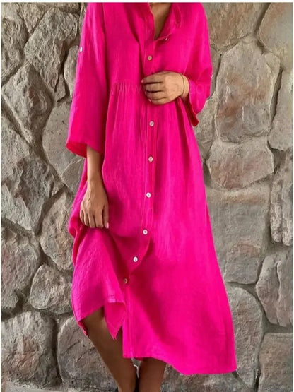 LP | Cotton and linen fitted shirt dress