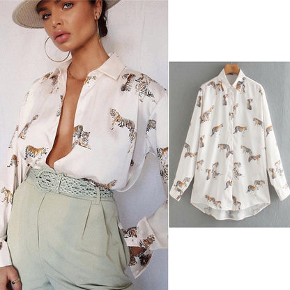 Didi Animal Print Blouse | An elegant satin blouse for women