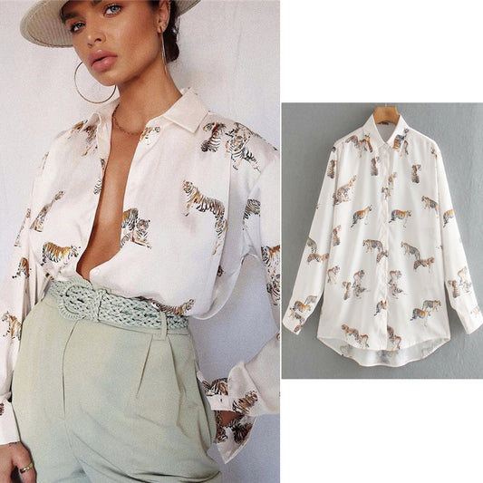 Didi Animal Print Blouse | An elegant satin blouse for women