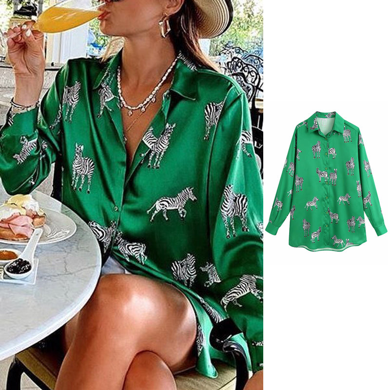 Didi Animal Print Blouse | An elegant satin blouse for women