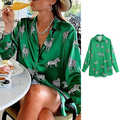 Didi Animal Print Blouse | An elegant satin blouse for women