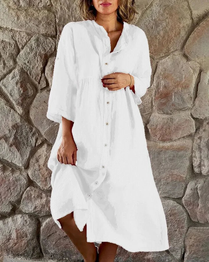 LP | Loose shirt in a maxi dress with layered slit in batik look
