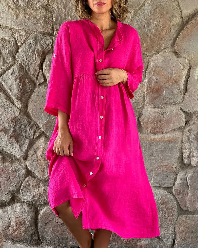 LP | Loose shirt in a maxi dress with layered slit in batik look