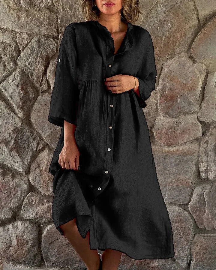 LP | Loose shirt in a maxi dress with layered slit in batik look