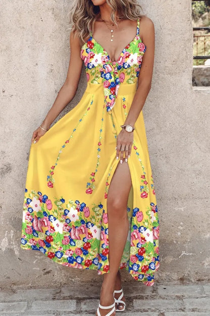 LP | Print Casual Halter Spaghetti Strap Long Dresses
