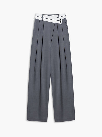 Mona - Wide-leg pants with asymmetrical waistband