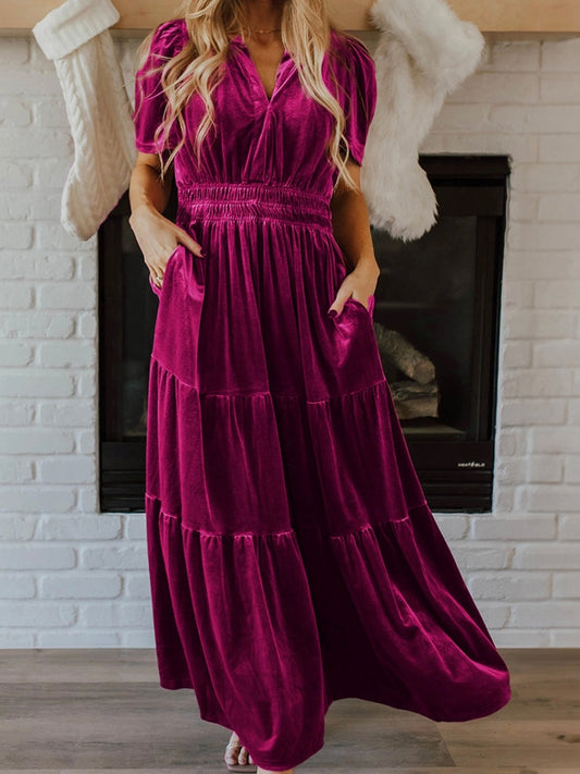 My magenta-colored velvet dress