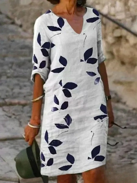 LP | Basic dress with half sleeves and floral print.