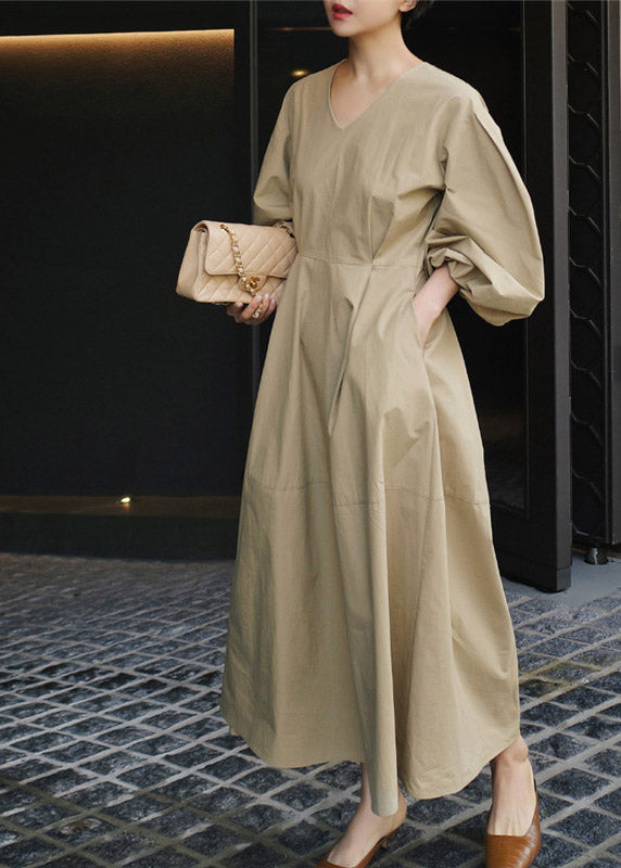 LP | Long-sleeved patchwork dress with pointed neckline