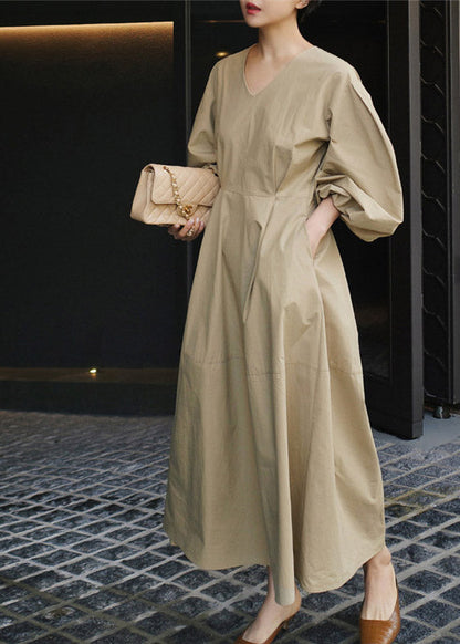 LP | Long-sleeved patchwork dress with pointed neckline