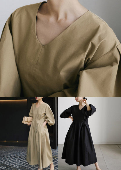 LP | Long-sleeved patchwork dress with pointed neckline