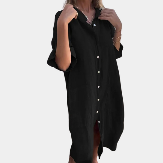 Casual ladies shirt dress with pockets
