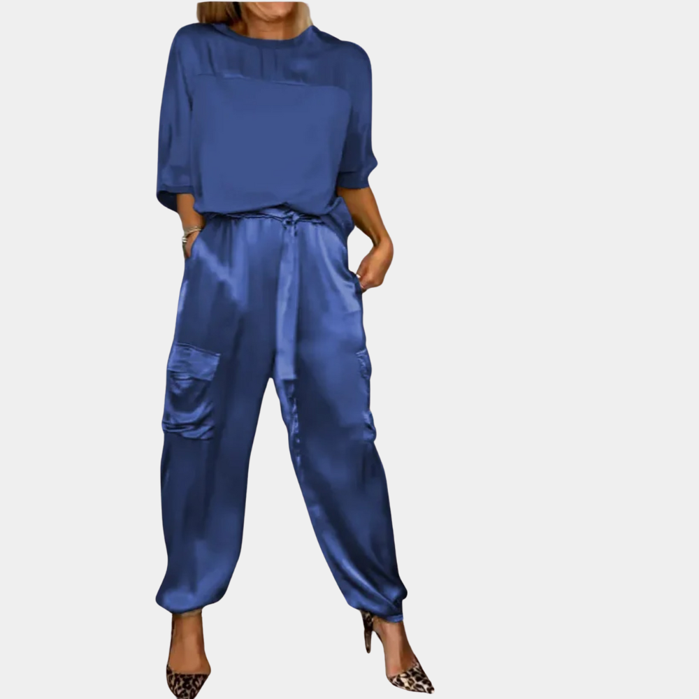 Danika - Elegant satin chic set [top + pants] [fr