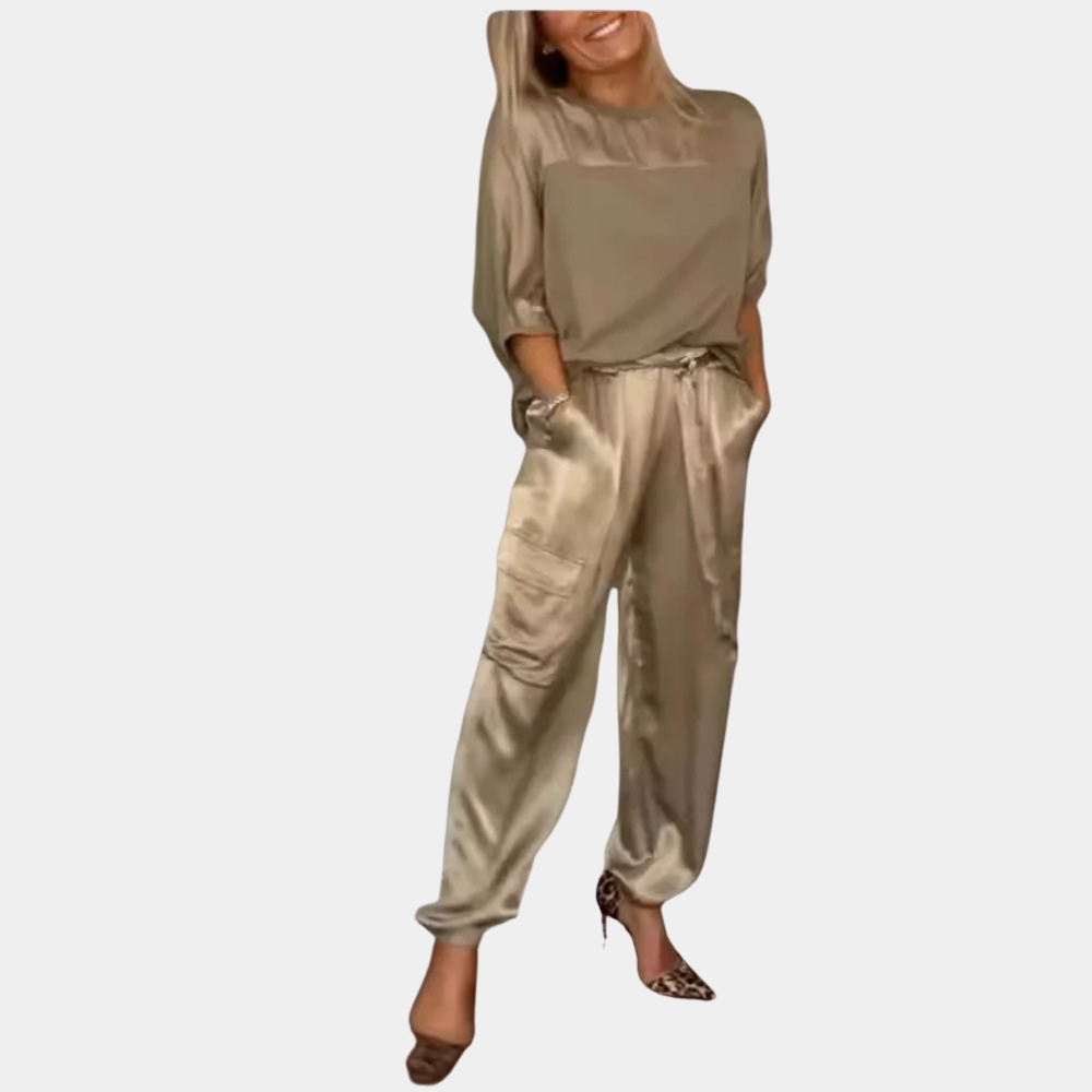 Danika - Elegant satin chic set [top + pants] [fr
