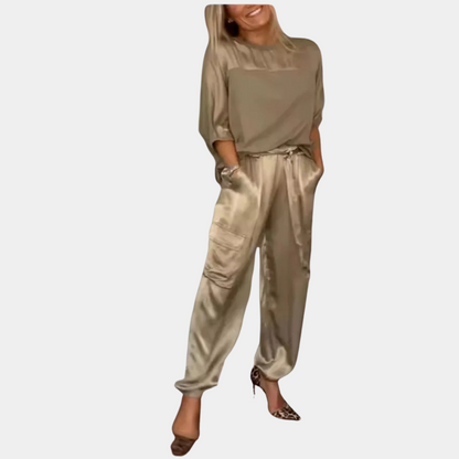 Danika - Elegant satin chic set [top + pants] [fr