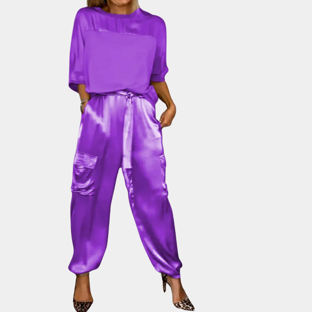Danika - Elegant satin chic set [top + pants] [fr