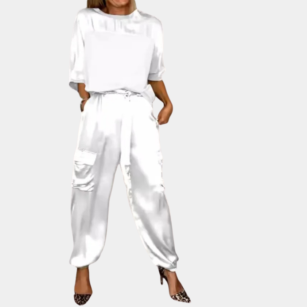 Danika - Elegant satin chic set [top + pants] [fr