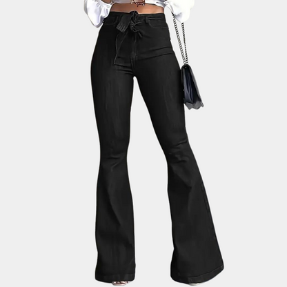 High-waisted flared pants for women