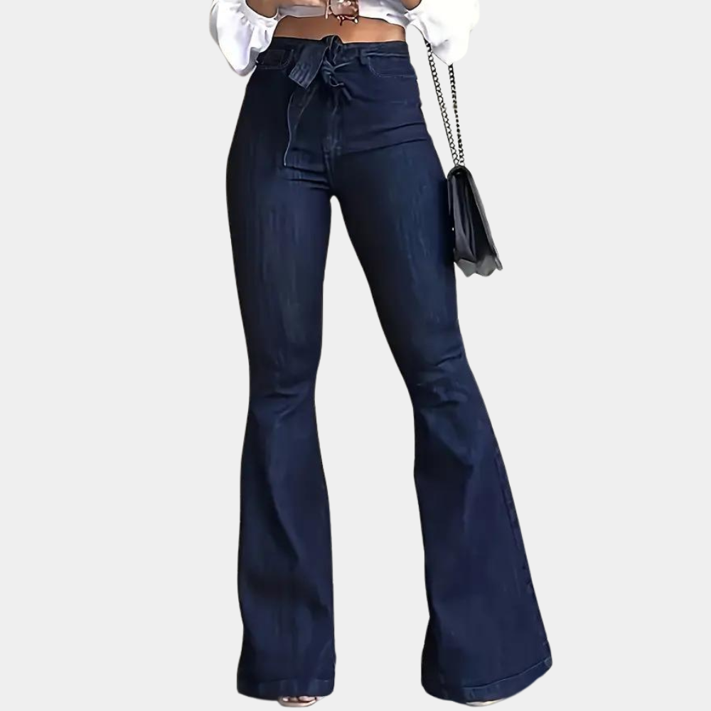 High-waisted flared pants for women