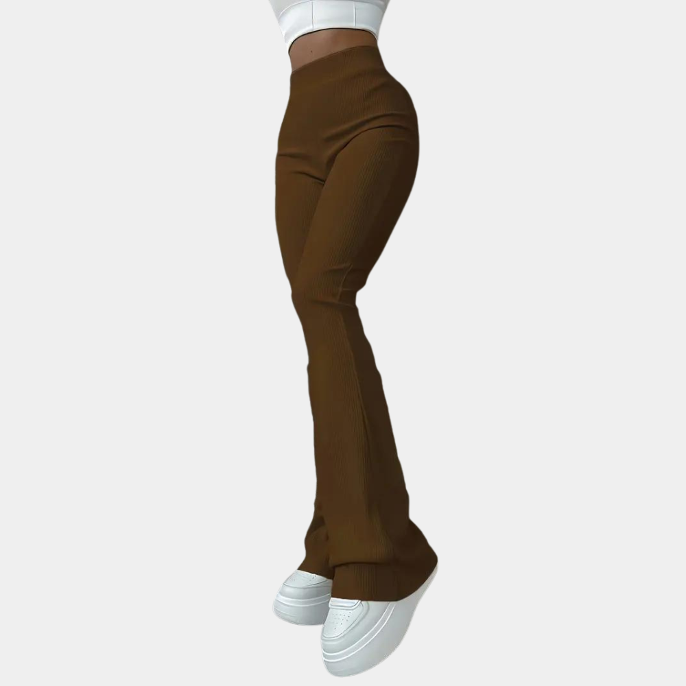 ribbed flared pants for ladies