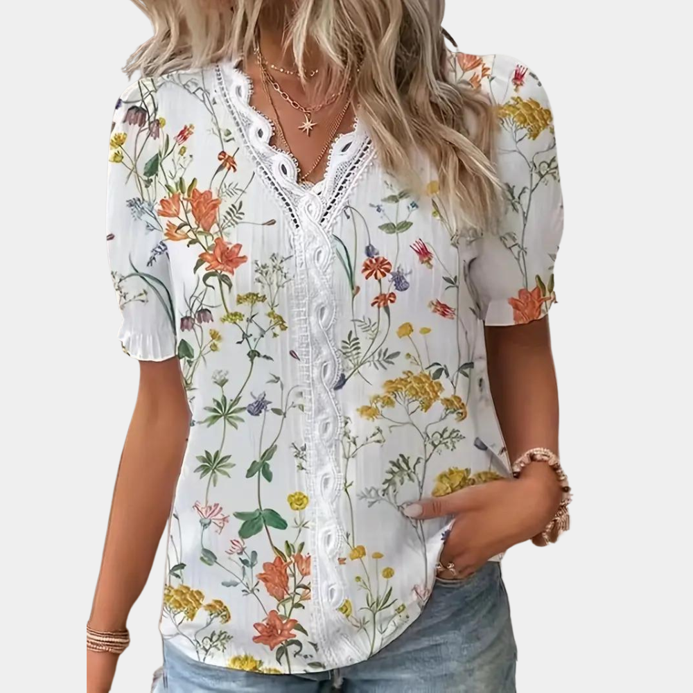 Suus - Floral blouse with lace