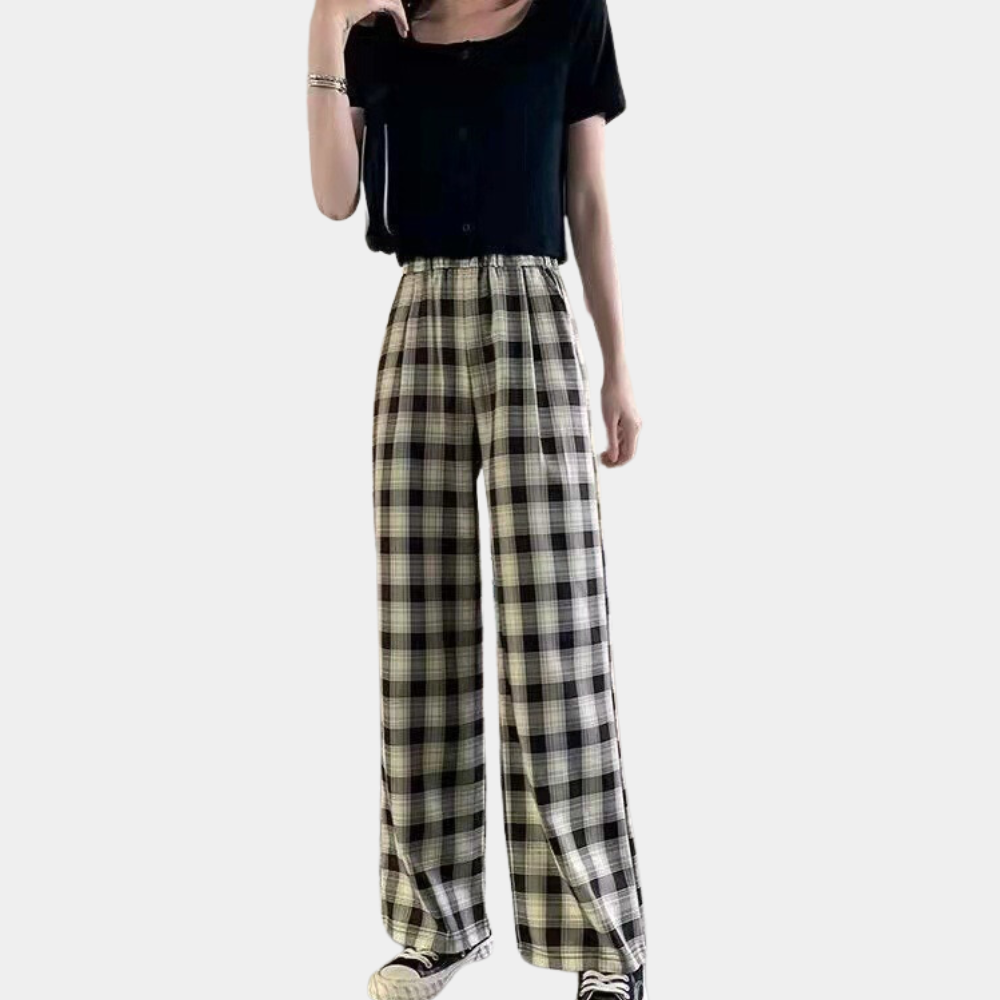 Modern plaid pants for ladies