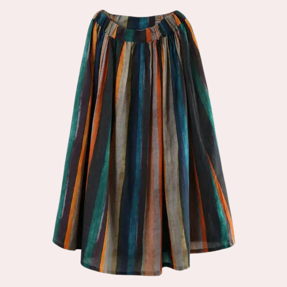 Retro striped skirt for women