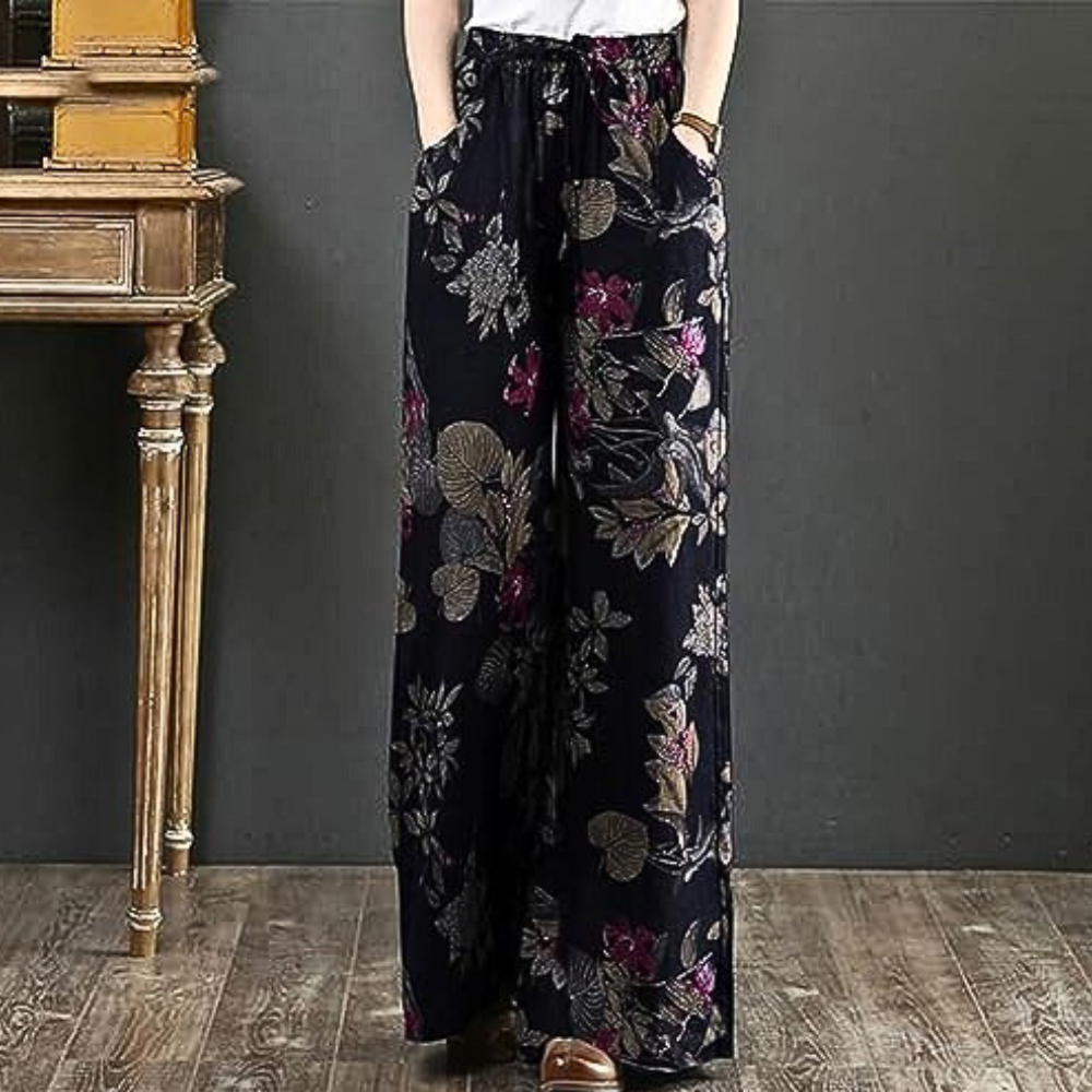 Elegant wide pants with floral print