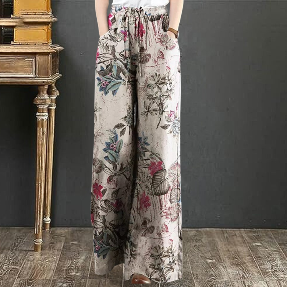 Elegant wide pants with floral print