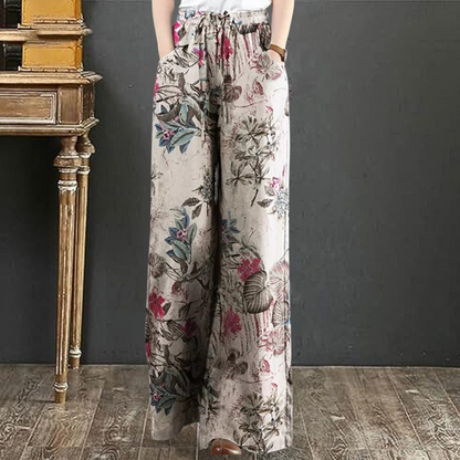 Elegant wide pants with floral print