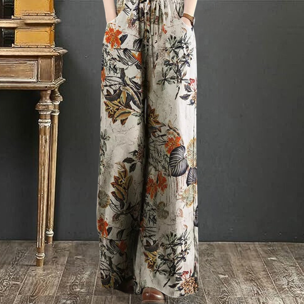 Elegant wide pants with floral print