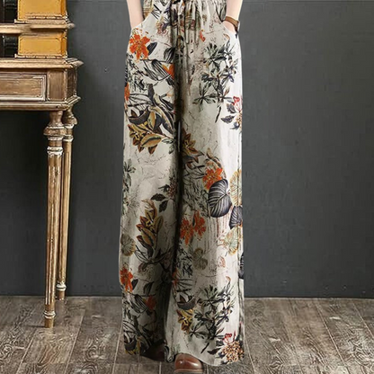 Elegant wide pants with floral print