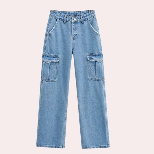 MAILANI - Elegant denim cargo pants for women