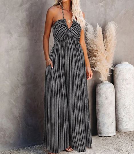 LP | Sexy long striped dress with adjustable tube top Tanga