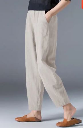 Puff pants of cotton and hemp for ladies Fashion