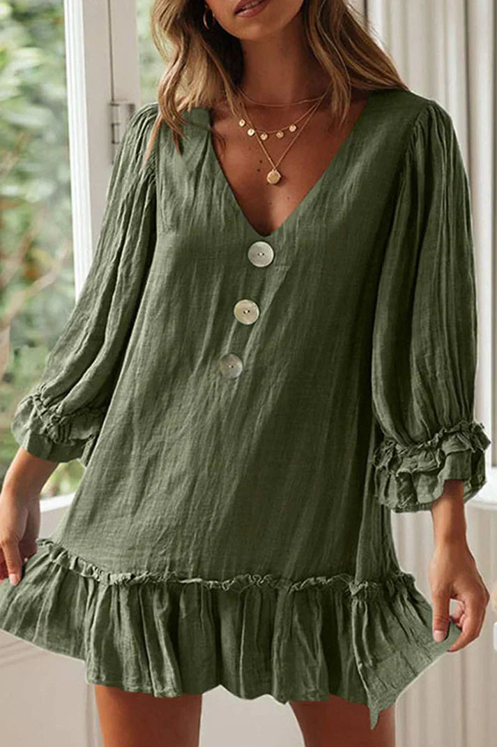 LP | V-neck dresses and simple patchwork, fashionable simplicity