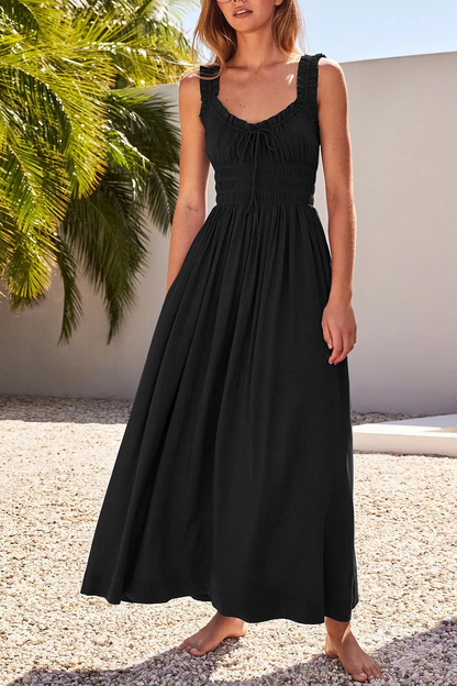 LP | V-neck midi dress with bow.