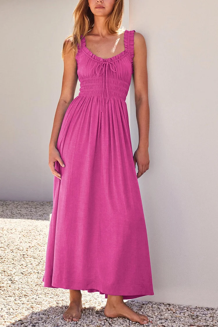 LP | V-neck midi dress with bow.
