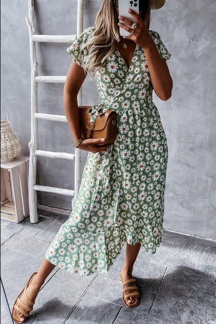 LP | Midi dress with daisy pattern
