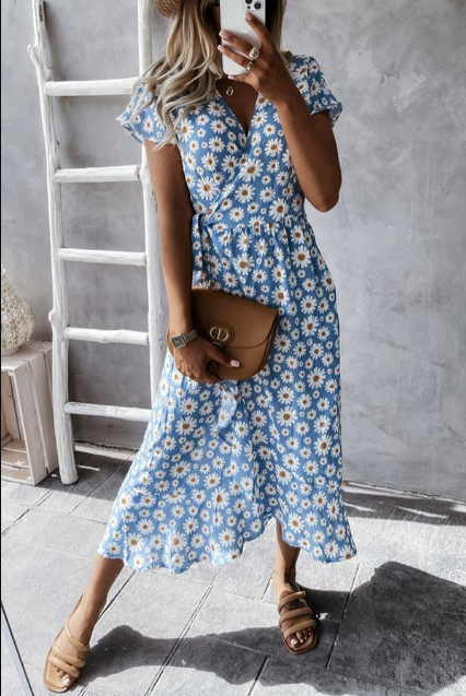 LP | Midi dress with daisy pattern