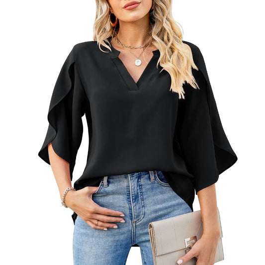 Top in chiffon - Petal sleeves and breathable design