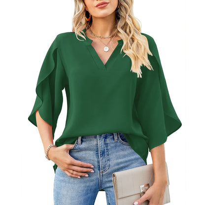 Top in chiffon - Petal sleeves and breathable design